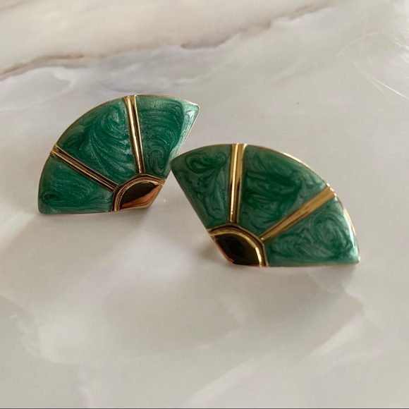 Vintage Jewelry - Vintage Aqua Pierced Earrings